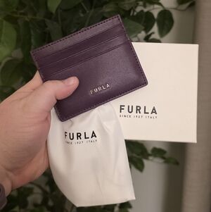 FURLA Purple Leather Card Holder